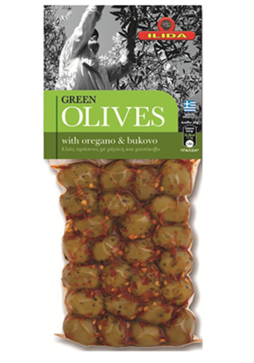 Зеленые оливки с орегано и буково “Ilida”, 250г