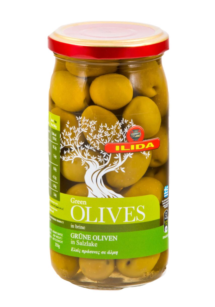 Зеленые оливки в рассоле "Ilida", 350 гр