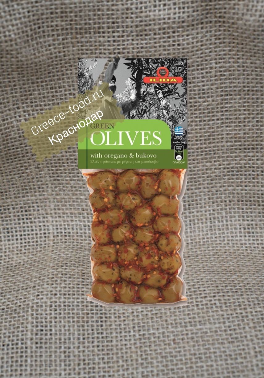 Зеленые оливки с орегано и буково “Ilida”, 250г*15 шт