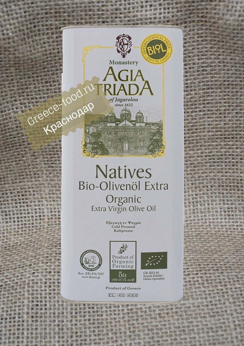 Оливковое масло "Agia Triada" Extra Virgin Organic Bio, 5л*4 шт